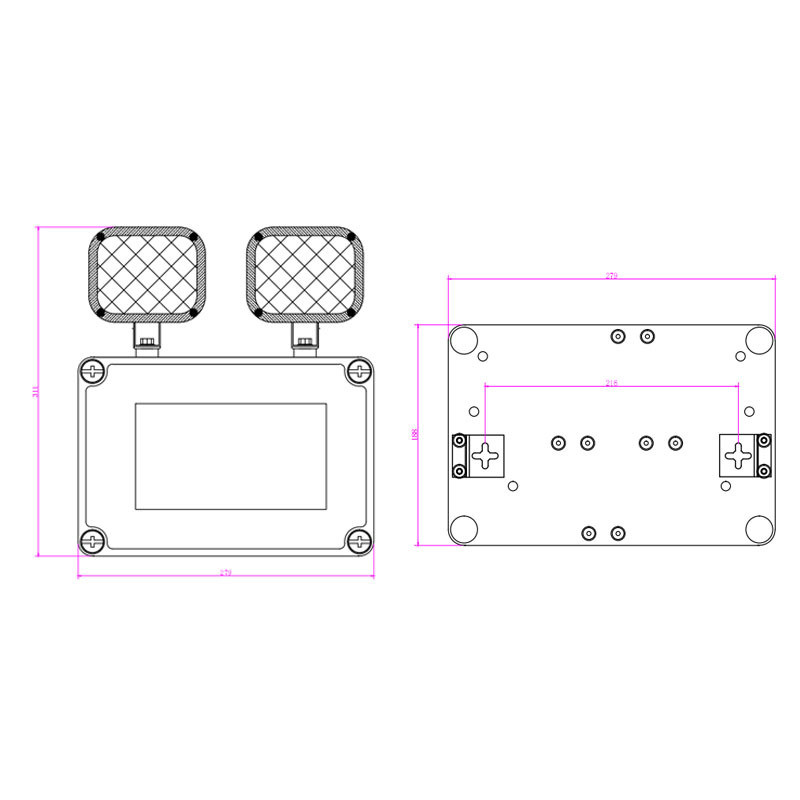 12W LED Twin Spot Аварийное освещение IP65 Водонепроницаемый 6500K Холодный белый 3 часа работы